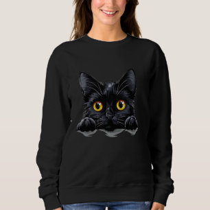 Sudadera Ilustracion de gato negro con patas mirando hacia 