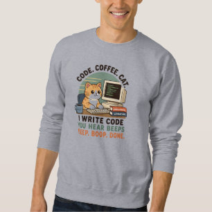 Sudadera Ilustración de humor de programador de gato de caf