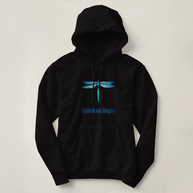 Sudadera Ilustración de libélula azul en vuelo (Diseño del anverso)