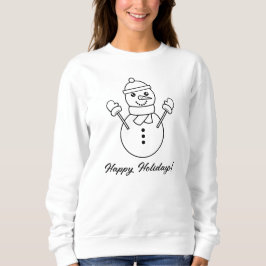 Sudadera Ilustración de línea de muñeco de nieve con texto