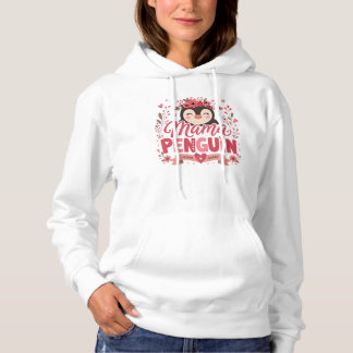 Sudadera Ilustración de Mamá Pingüino Floral Rosa Maternida