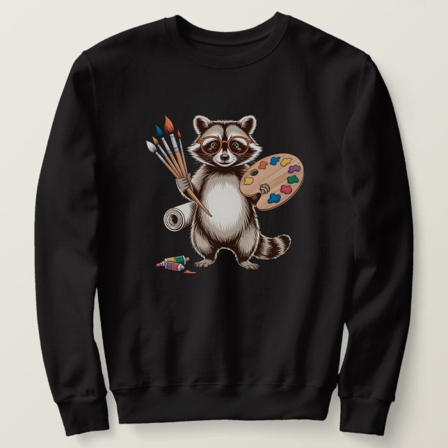 Sudadera Ilustración de mapache pintor genial (Anverso del diseño)
