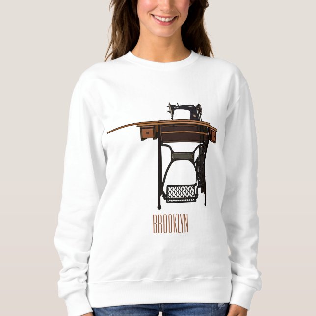Sudadera Ilustracion de máquina de coser personalizado (Anverso)