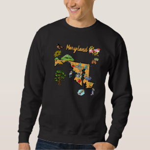 Sudadera Ilustracion De Maryland Mapa De Turistas Pl