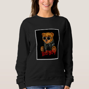 Sudadera Ilustración de osito de peluche chico malo estilo