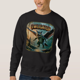 Sudadera Ilustración de Owligator – Cocodrilo Búho Divertid