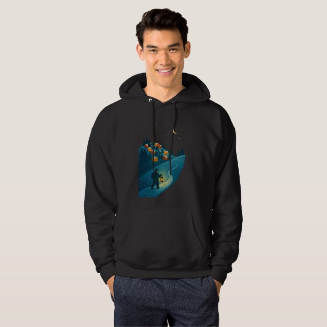 Sudadera Ilustración de paseo con linterna en una aldea inv (Anverso completo)