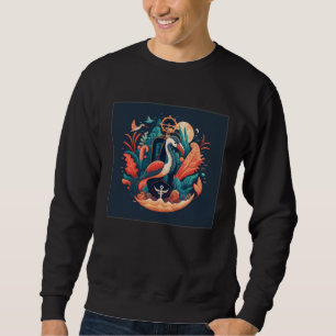 Sudadera Ilustración de pelícano lindo Ancla del océano Col