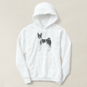 Sudadera Ilustración de perro Basenji lindo en blanco y neg