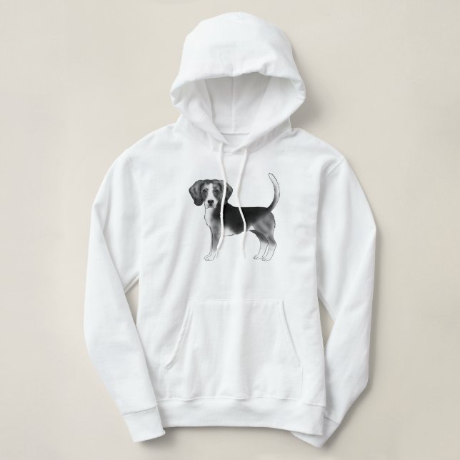 Sudadera Ilustracion De Perro Beagle Cudo En Blanco Y Negro (Diseño del anverso)