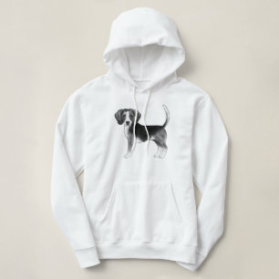 Sudadera Ilustración de perro Beagle lindo en blanco y negr