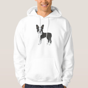 Sudadera Ilustración de perro Boston Terrier blanco y negro