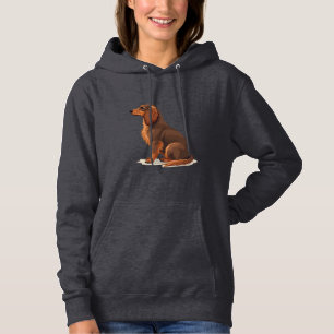 Sudadera Ilustración de perro Dachshund vintage de pelo lar