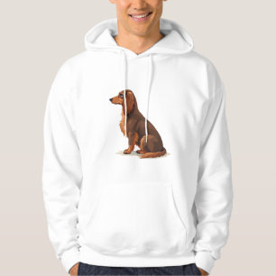 Sudadera Ilustración de perro Dachshund vintage de pelo lar