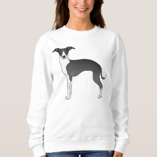 Sudadera Ilustración de perro galgo italiano en blanco y ne