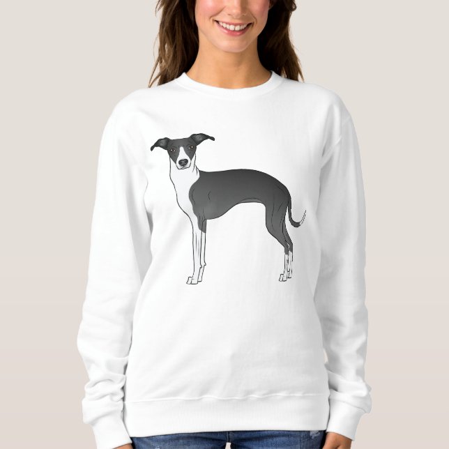 Sudadera Ilustracion De Perro Gris Negro Y Blanco Italiano (Anverso)