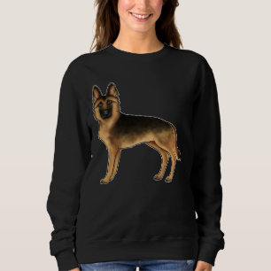 Sudadera Ilustración de perro pastor alemán de color negro 
