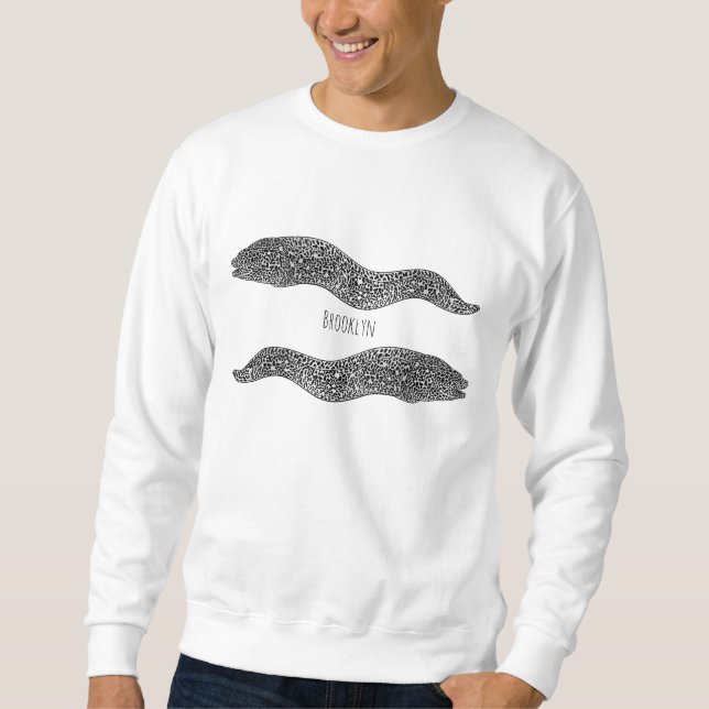 Sudadera Ilustracion de personalizado de anguila negra con  (Anverso)