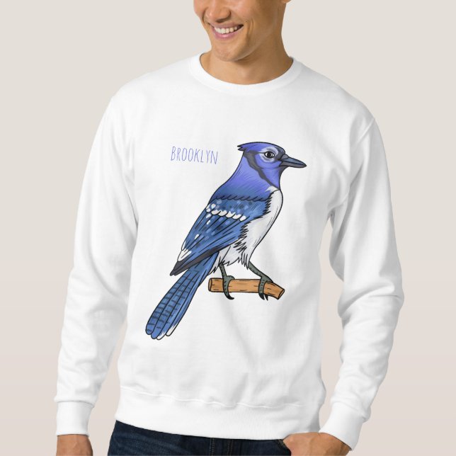 Sudadera Ilustracion de personalizado de ave azul jay (Anverso)