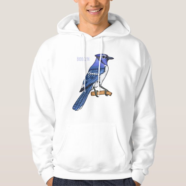 Sudadera Ilustracion de personalizado de ave azul jay (Anverso)