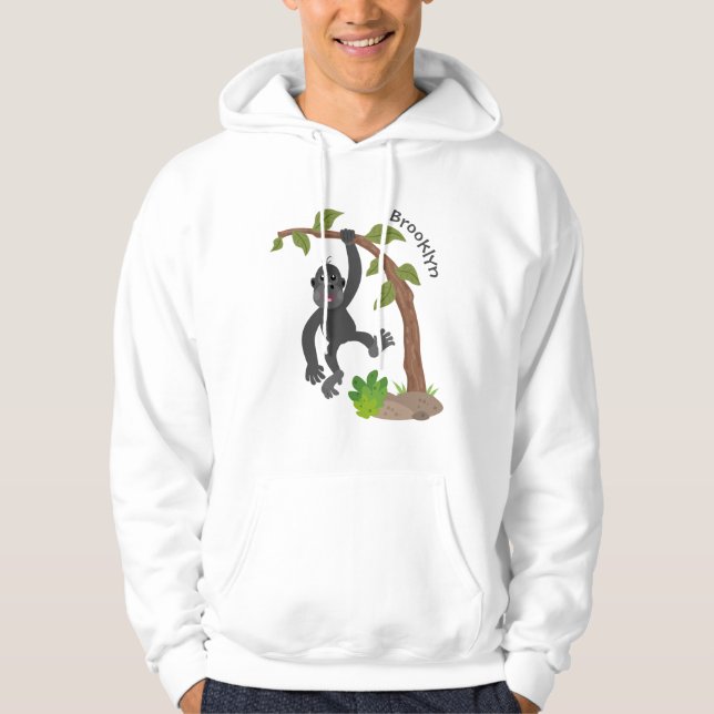Sudadera Ilustracion de personalizado de bebé gorila feliz (Anverso)