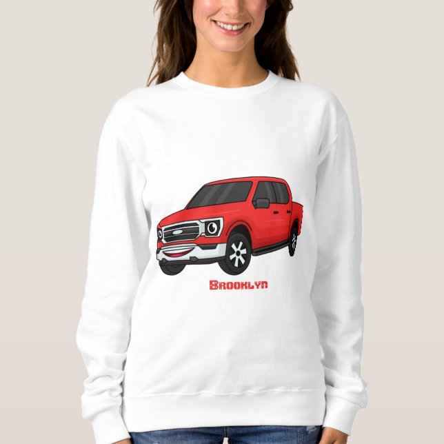 Sudadera Ilustracion de personalizado de camioneta roja (Anverso)