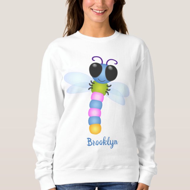 Sudadera Ilustracion de personalizado de libélula azul y ro (Anverso)