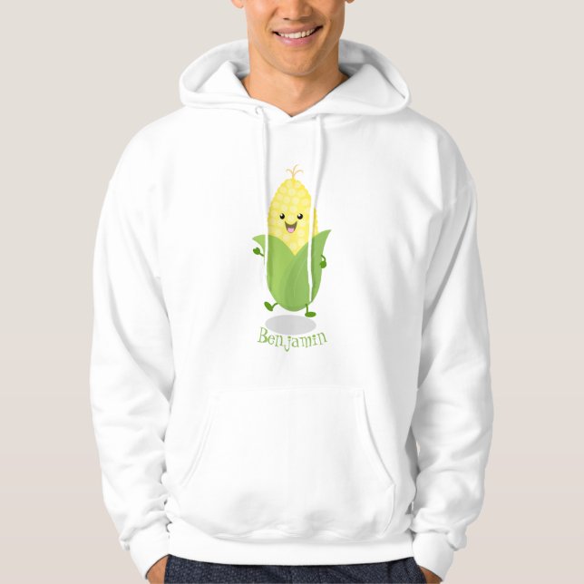 Sudadera Ilustracion de personalizado de maíz feliz (Anverso)