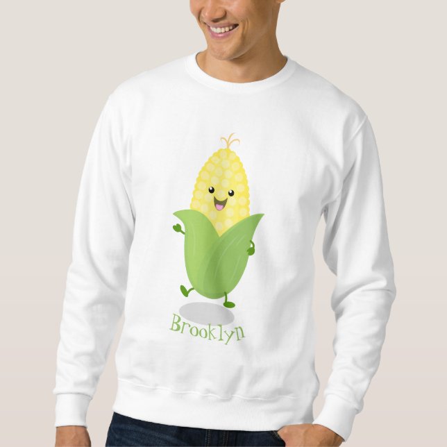 Sudadera Ilustracion de personalizado de maíz feliz (Anverso)