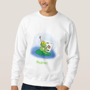 Sudadera Ilustracion de personalizado de rana verde lindo