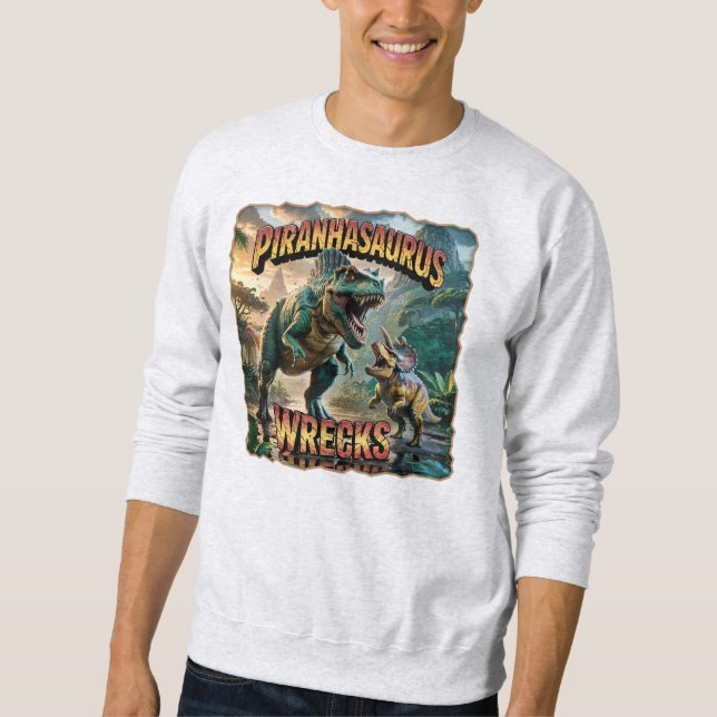 Sudadera Ilustración de Piranhasaurus Wrecks – Divertido y  (Anverso)