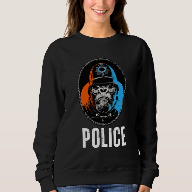 Sudadera Ilustración de policía de gorila salvaje   Diseños (Anverso)