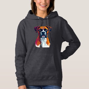 Sudadera Ilustración de retrato de perro boxer vintage con