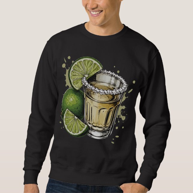 Sudadera Ilustración de tequila con sal y lima (Anverso)