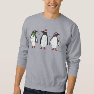 Sudadera Ilustración de tres pingüinos navideños festivos