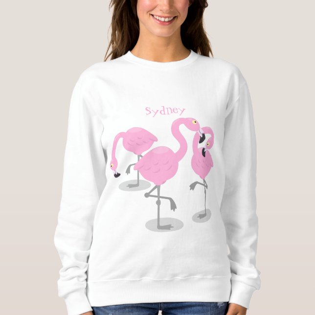 Sudadera Ilustracion de trío de flamingo rosado (Anverso)