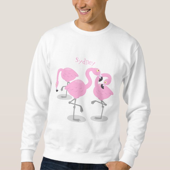 Sudadera Ilustracion de trío de flamingo rosado (Anverso)