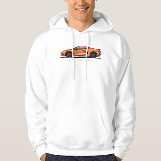 Sudadera Ilustración del Chevy Corvette C8 negro (Anverso)