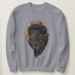 Sudadera Ilustración detallada de la cabeza de un bisonte a
