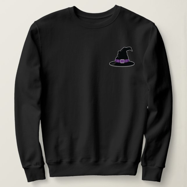 Sudadera Ilustracion Gorra de bruja con Halloween morado (Anverso del diseño)