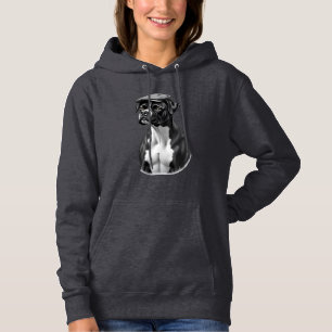 Sudadera Ilustración Gráfica Monocroma de Perro Boxer Antig
