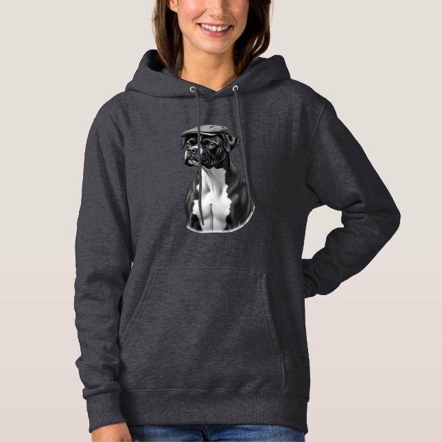 Sudadera Ilustración Gráfica Monocroma de Perro Boxer Antig (Anverso)