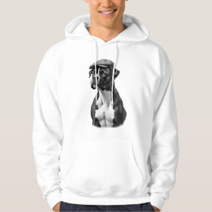 Sudadera Ilustración Gráfica Monocroma de Perro Boxer Antig
