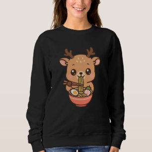 Sudadera Ilustración Kawaii de Amante de Ramen de Ciervo Ad