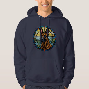 Sudadera Ilustracion Malinois con Estilo Vidrio Manchado de