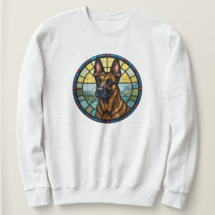 Sudadera Ilustracion Malinois con Estilo Vidrio Manchado de