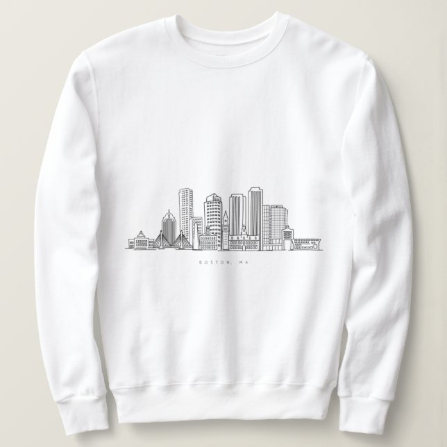 Sudadera Ilustracion minimalista de la ciudad de Boston (Anverso del diseño)