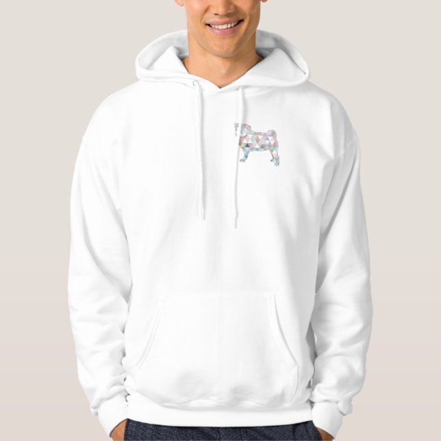Sudadera Ilustración moderna de Pug hecha de triángulos (Anverso)