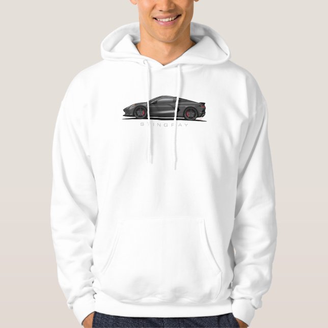 Sudadera Ilustración negra de Chevy Corvette C8 (Anverso)