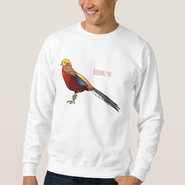 Sudadera Ilustracion personalizado de aves de faisán dorado (Anverso)